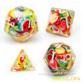 Bescon Fruit and Snowflake Stuffed Polyhedral Dice Set, Novelty RPG Dice set of 7